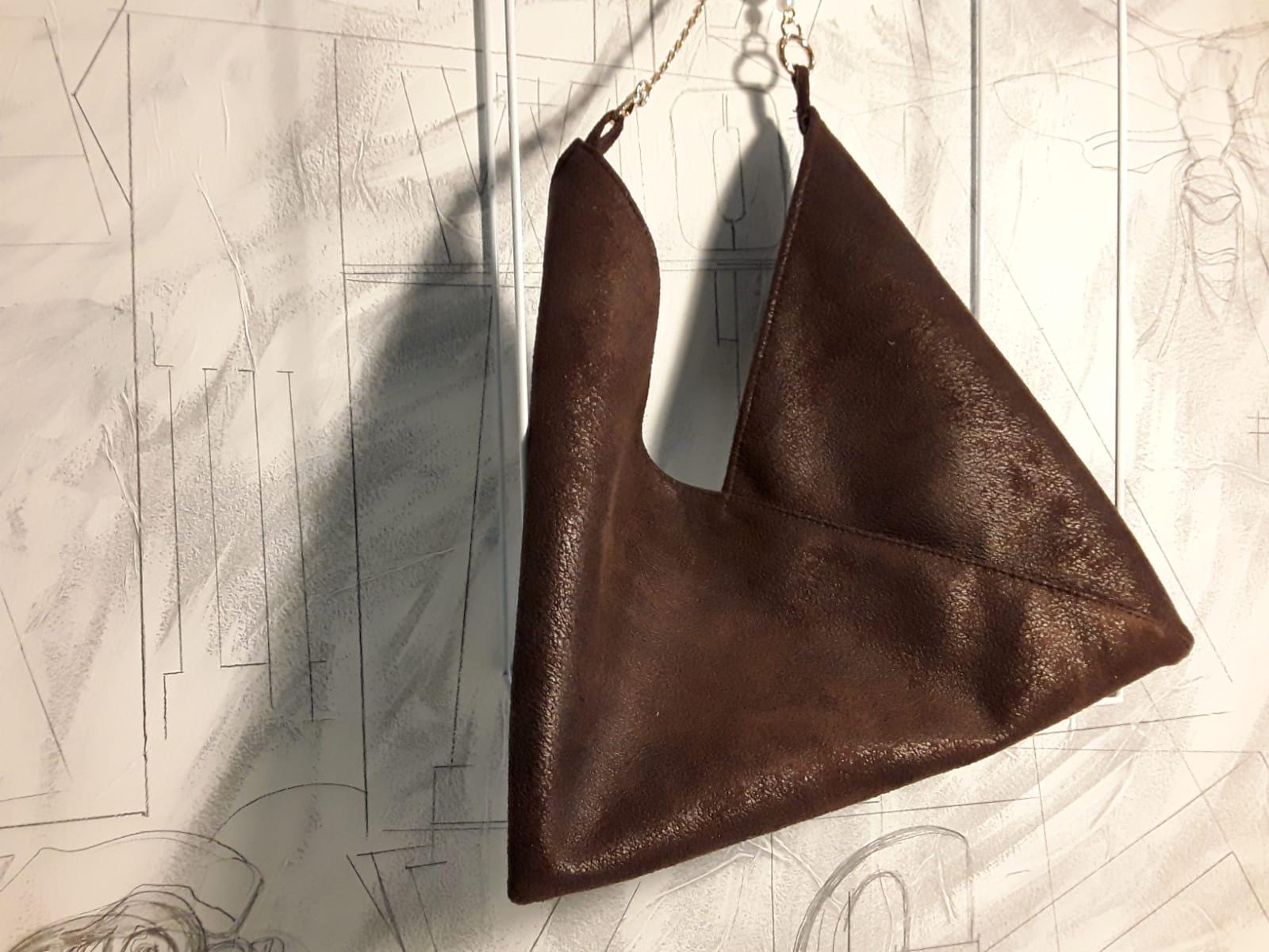 Borsetta Donna in Pelle Marrone Fatta a Mano | Pezzo Unico Ecopelle Ecologica | Made in Italy