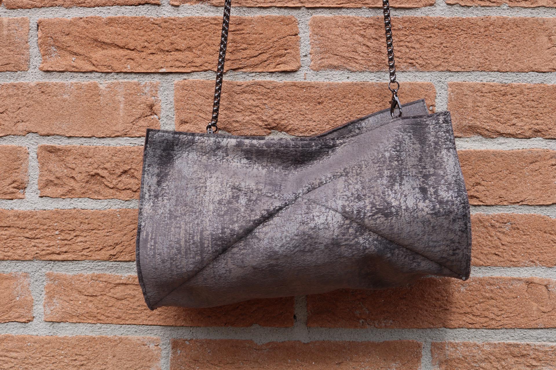 Borsetta Donna Velluto Grigio - Fatta a Mano, Pezzo Unico Made in Italy, Tracolla & Borsa da Spalla, Summer Bag