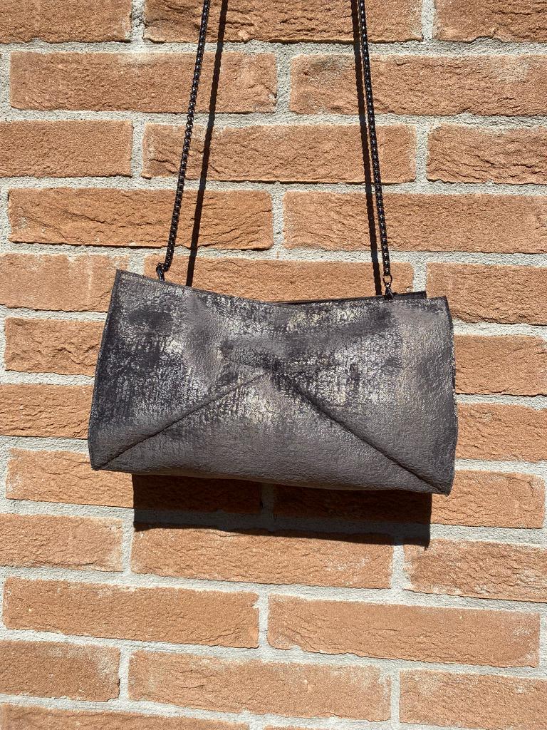 Borsetta Donna Velluto Grigio - Fatta a Mano, Pezzo Unico Made in Italy, Tracolla & Borsa da Spalla, Summer Bag