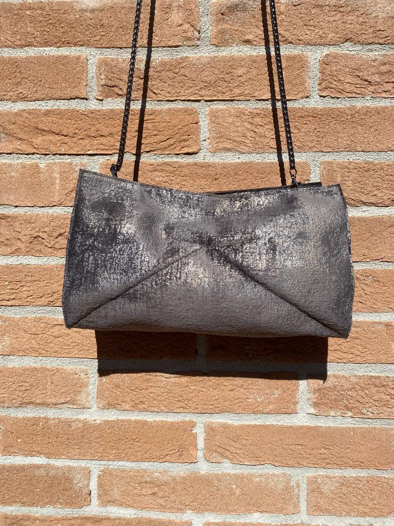 Borsetta Donna Velluto Grigio - Fatta a Mano, Pezzo Unico Made in Italy, Tracolla & Borsa da Spalla, Summer Bag