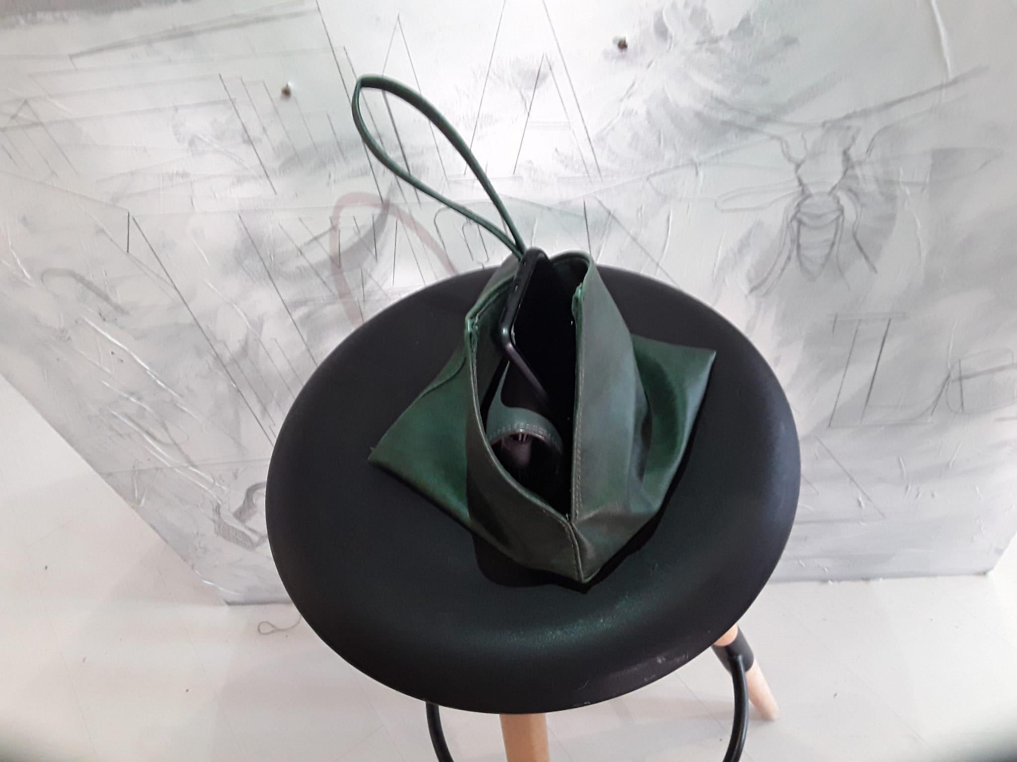 Handbag Donna: Pochette Da Polso Verde in Pelle Fatta a Mano, Borsetta Da Polso, Unique Italian Purse