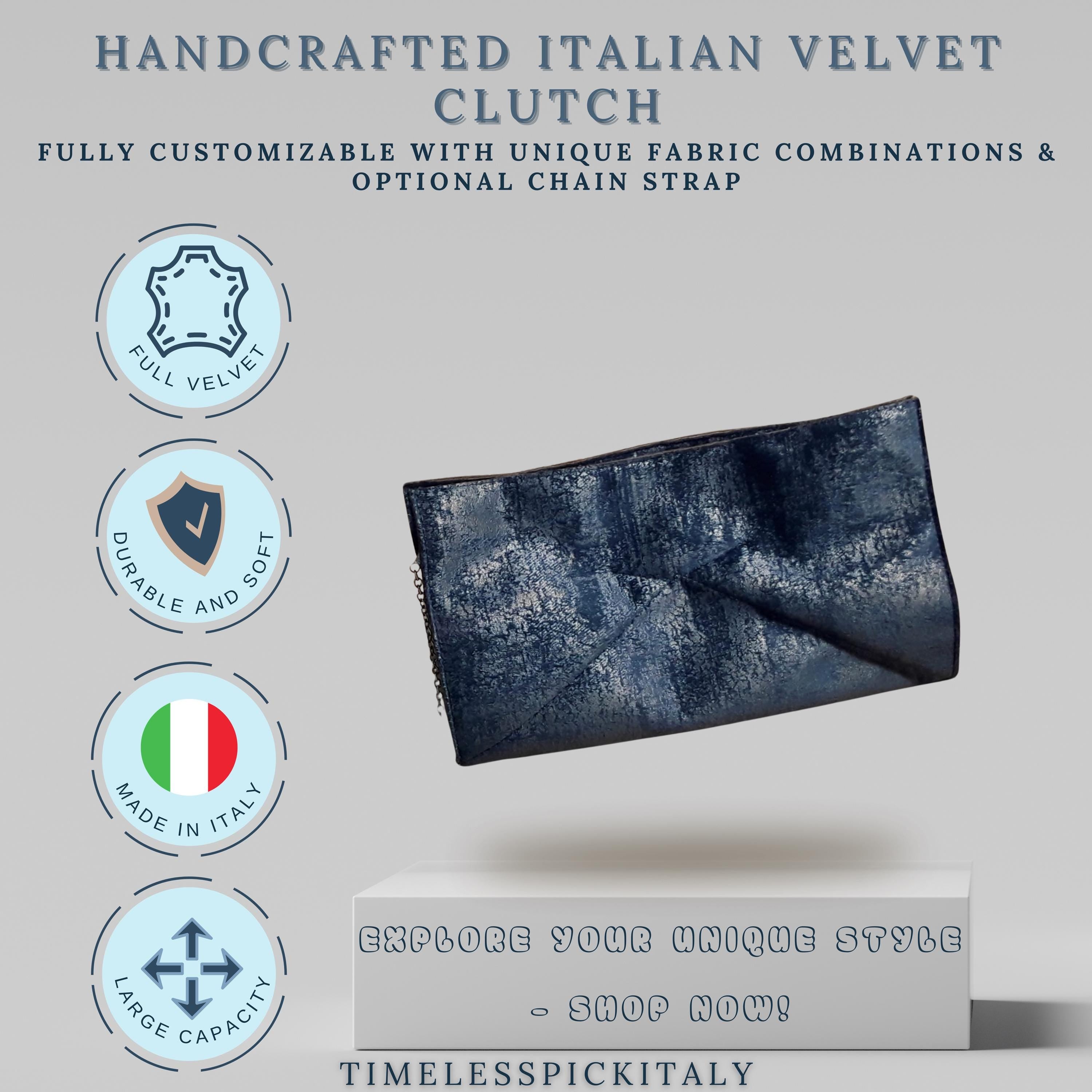 Handmade Italian Leather and Velvet Purse - Personalizable Clutch, Iconic Sling Bag and Tote Bag - Elegant and Versatile, Perfect Gift
