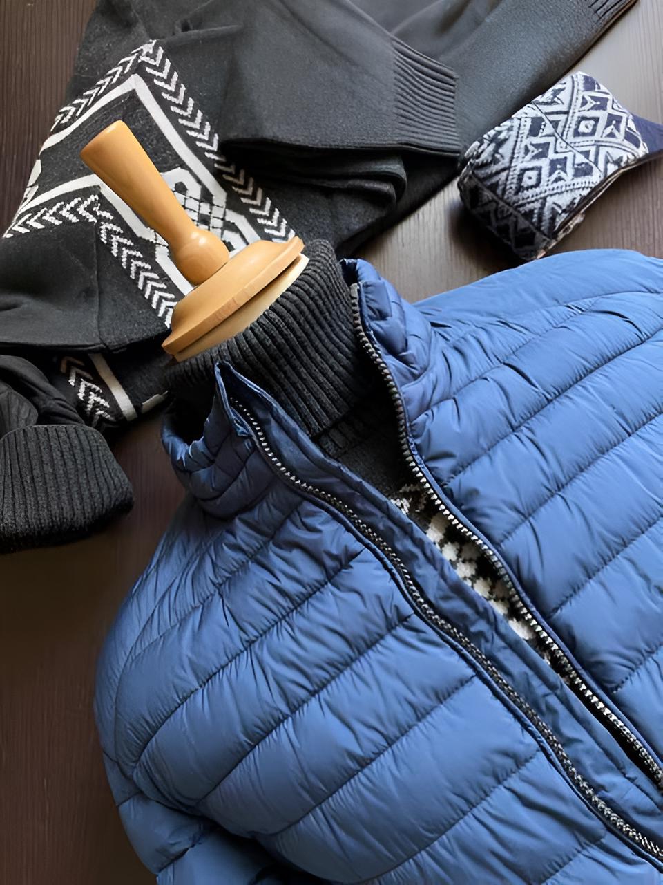 BOMBER Trapuntato Ecodown® Giacca Imbottita | Chiusura Zip, 2 Tasche, Vestibilità Regolare, Misura 56 in Microfibra Avio