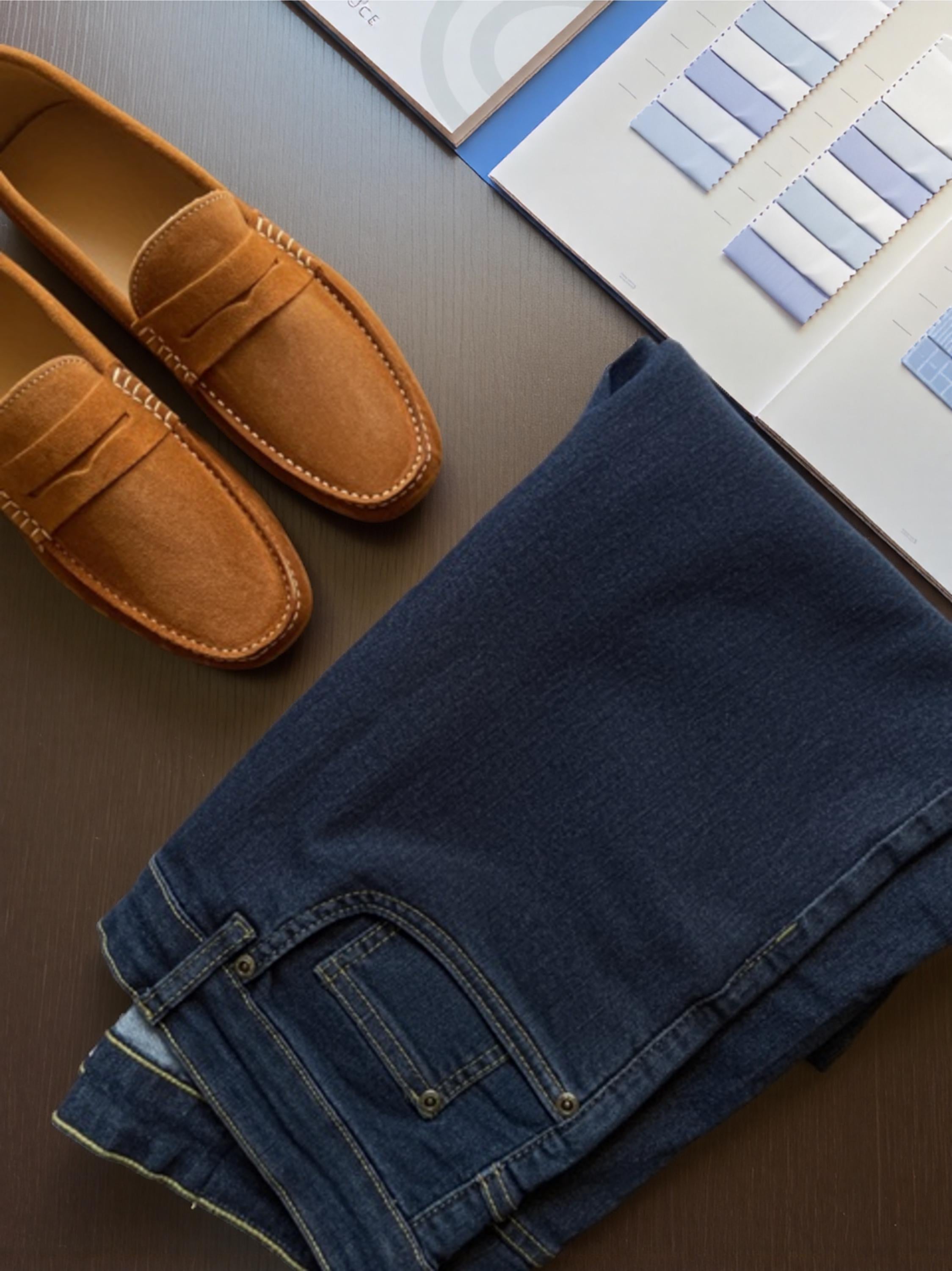 Mocassino in Pelle Scamosciata Cognac | Vera Pelle Fiore di Vitello | Penny Loafer con Fondo in Microgomma | Calzata Regolare | Misura 42