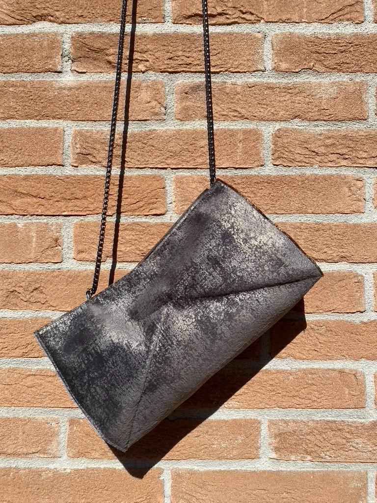 Borsetta Donna Velluto Grigio - Fatta a Mano, Pezzo Unico Made in Italy, Tracolla & Borsa da Spalla, Summer Bag