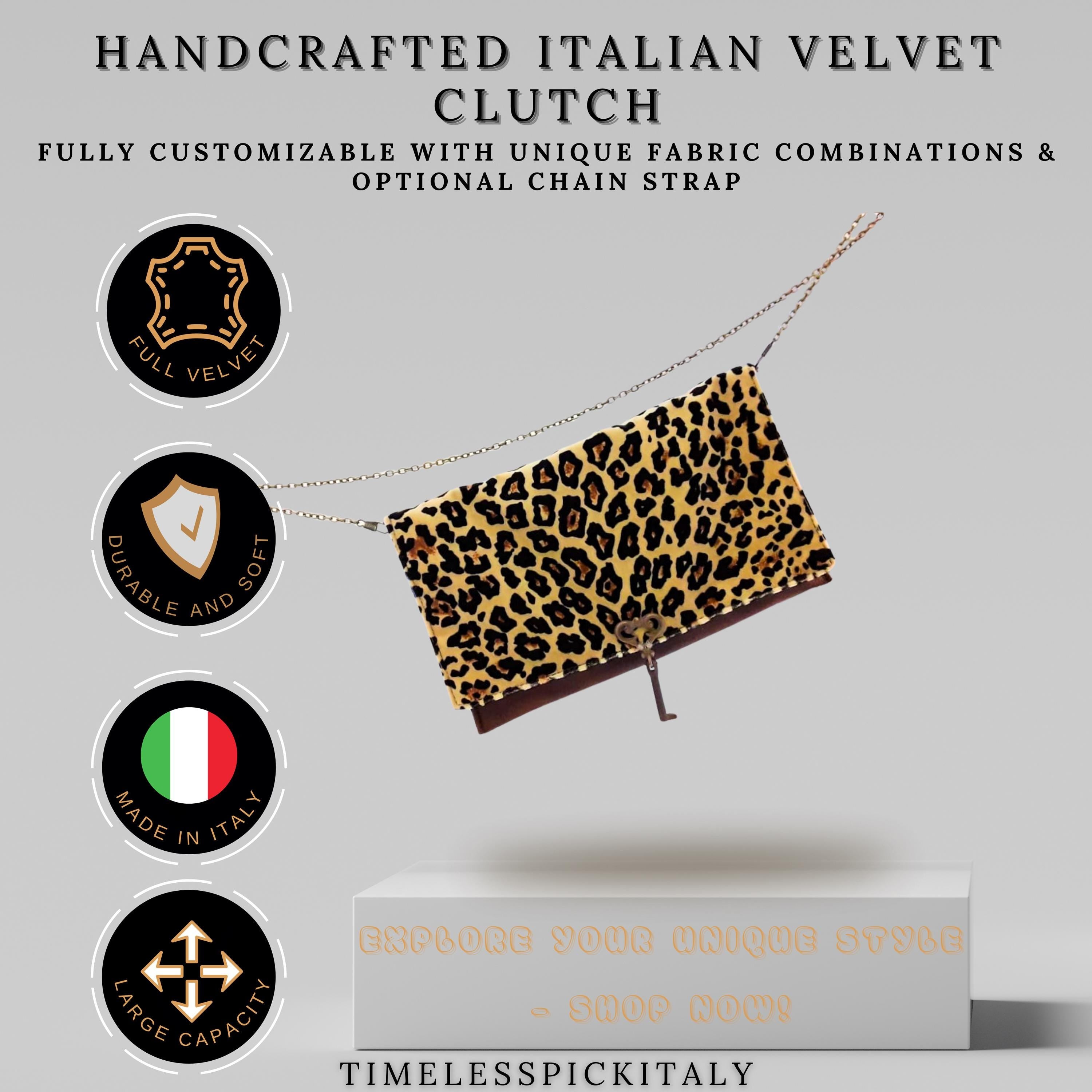 Handmade Italian Leather and Velvet Purse - Personalizable Clutch, Iconic Sling Bag and Tote Bag - Elegant and Versatile, Perfect Gift