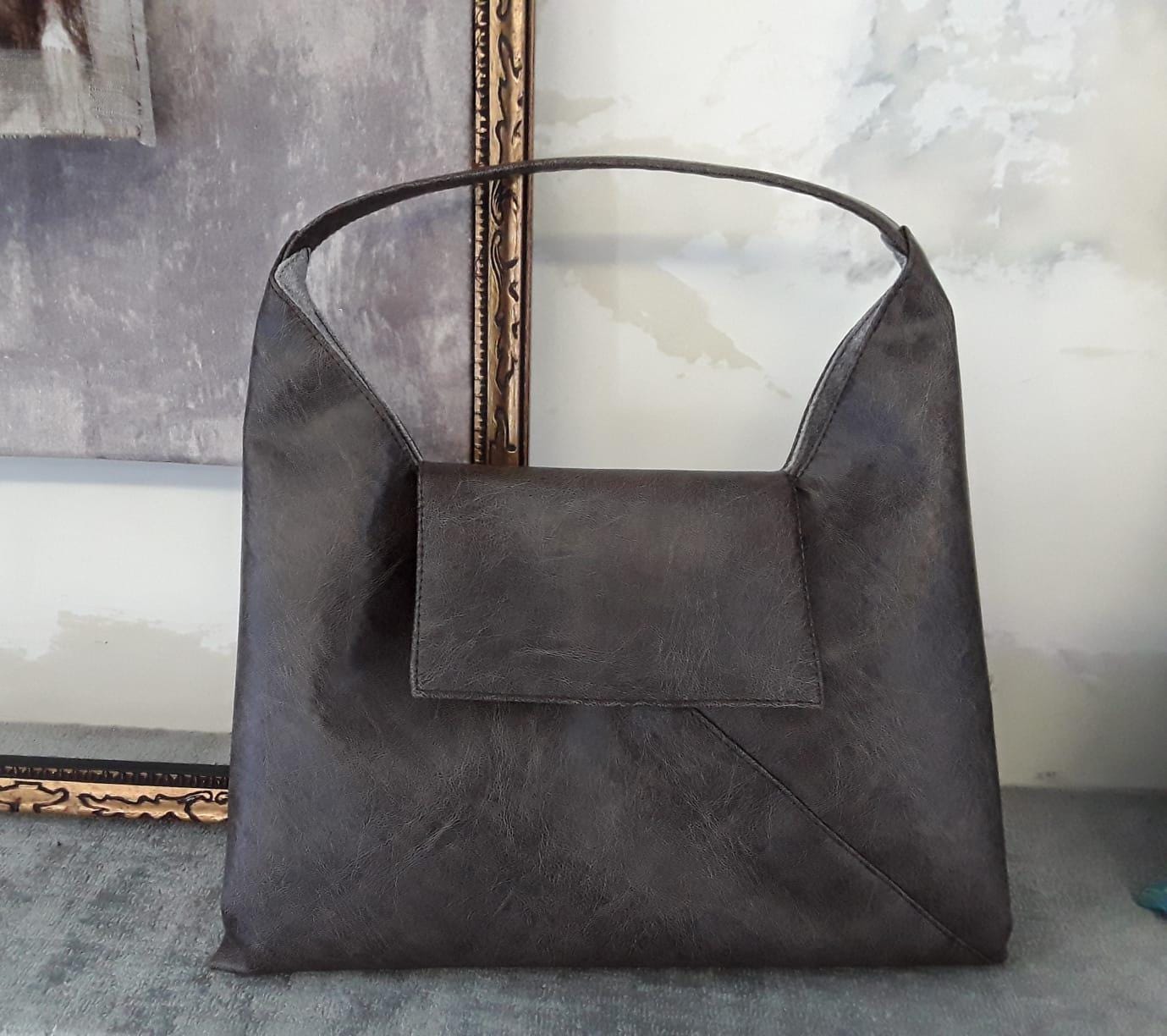 Elegante Pattina con Chiusura Rettangolare in Ecopelle Bronzo, Fatto a Mano, Pezzo Unico Made in Italy, shoulder bag, summer