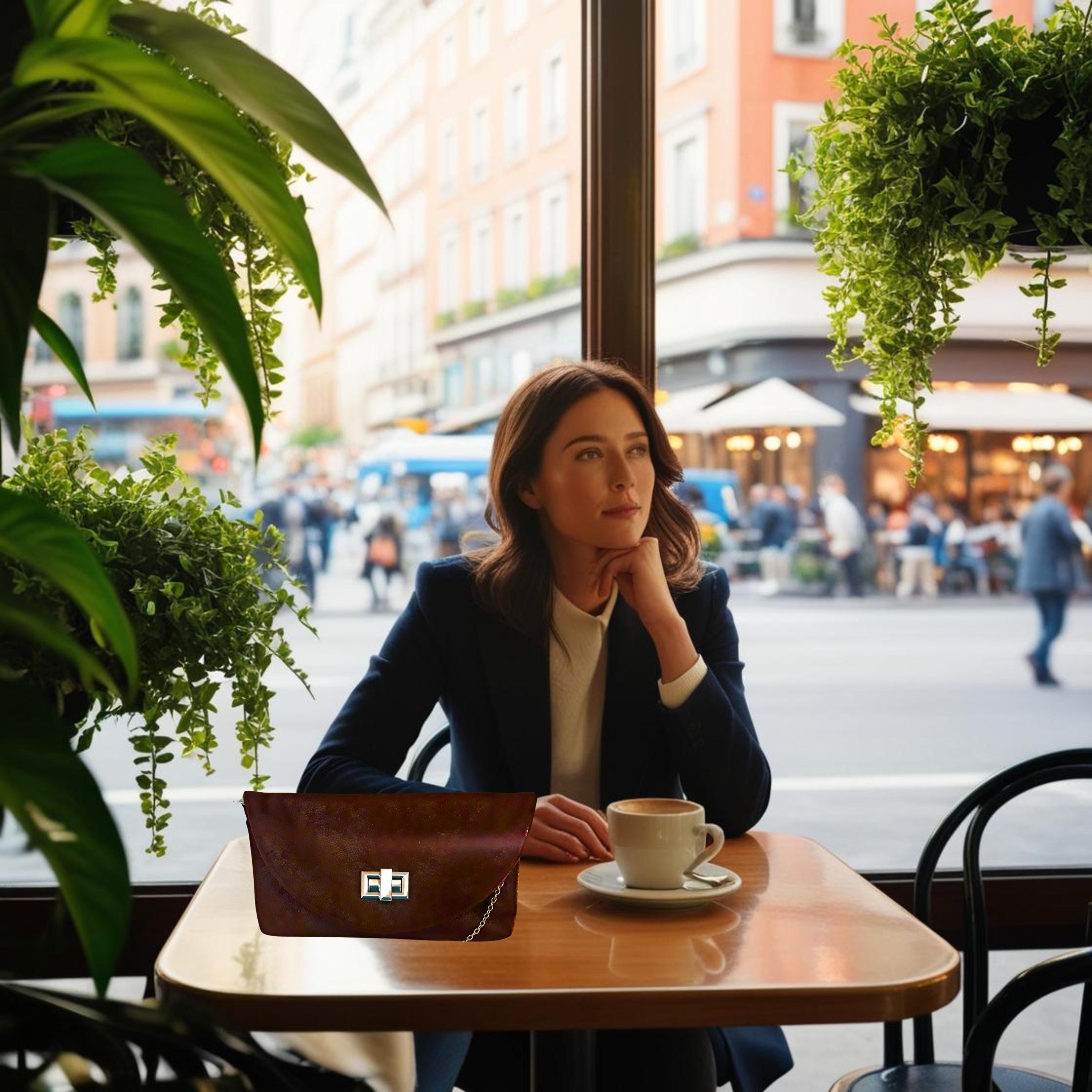 Brown Leather Purse - Handmade Personalized Tote Bag for Stylish Everyday Use, Customizable Handbag % Gift Idea